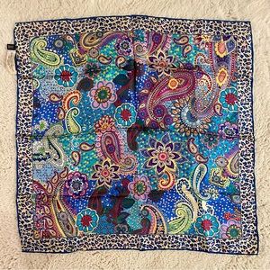 100% Pure Silk Leopard Floral Paisley Square Scarf